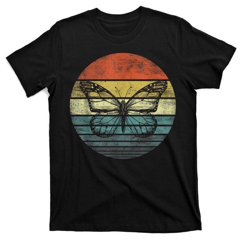 Butterfly Retro Sunset Insect Monarch Entomology T-shirt