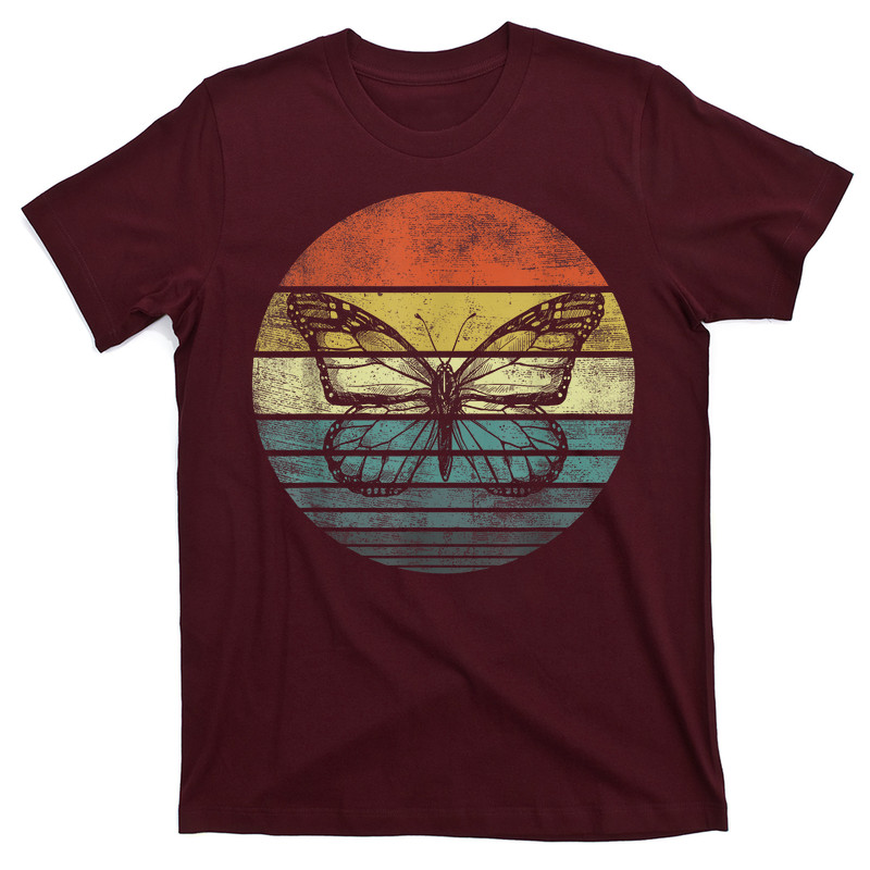 Butterfly Retro Sunset Insect Monarch Entomology T-shirt