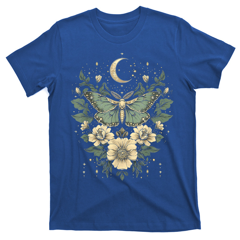 Goblincore Moth And Butterfly Moonphases Flowers Cottagecore T-shirt