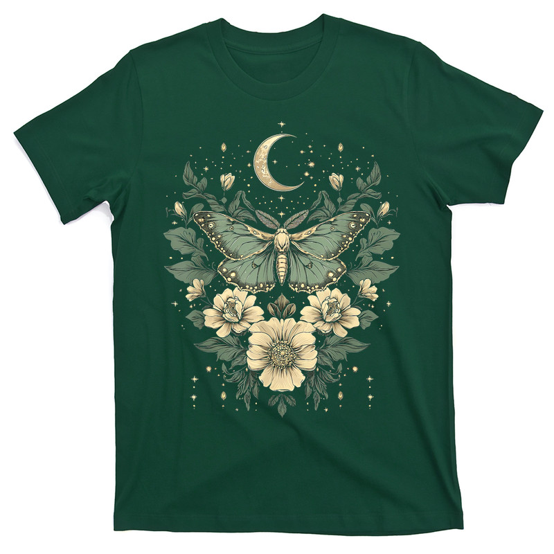 Goblincore Moth And Butterfly Moonphases Flowers Cottagecore T-shirt