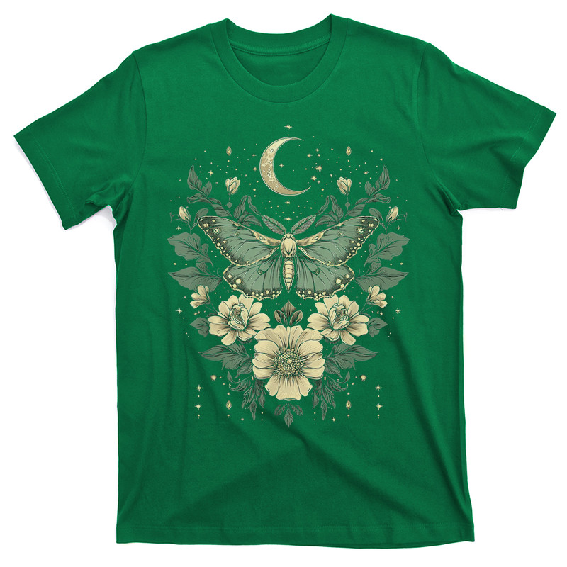 Goblincore Moth And Butterfly Moonphases Flowers Cottagecore T-shirt