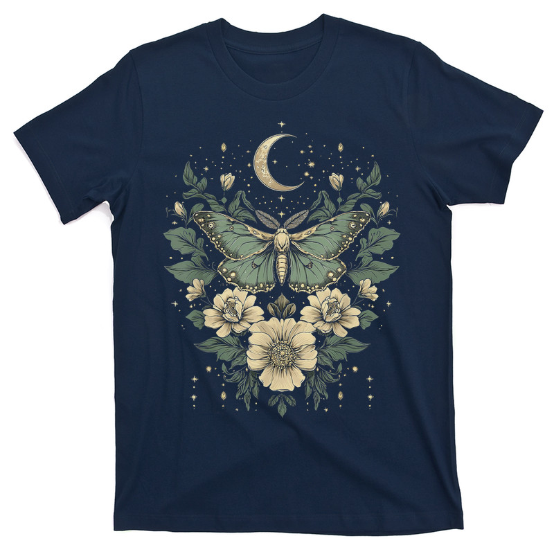 Goblincore Moth And Butterfly Moonphases Flowers Cottagecore T-shirt