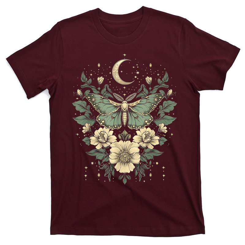Goblincore Moth And Butterfly Moonphases Flowers Cottagecore T-shirt