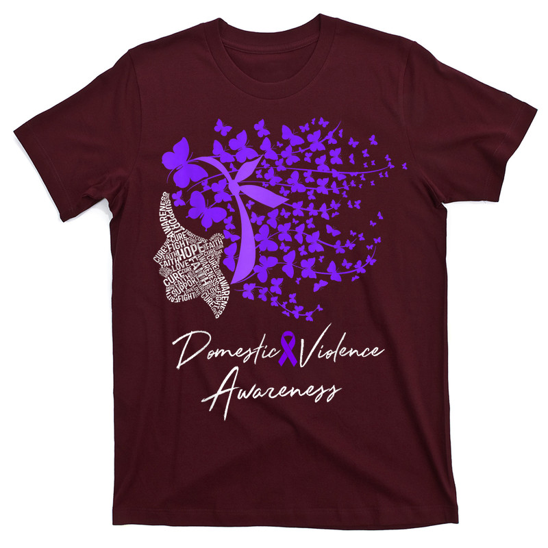 Domestic Violence Awareness Gifts Purple Butterflies T-shirt