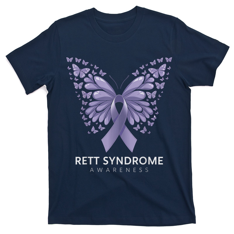 Rett Syndrome Awareness Butterfly Purple Ribbon Rett Support T-shirt