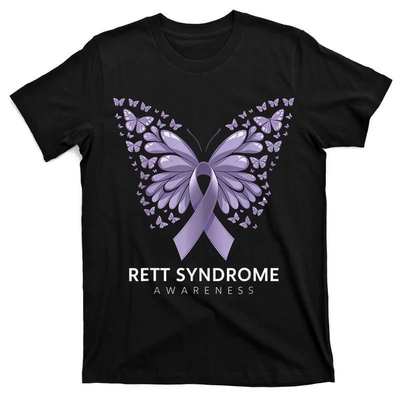 Rett Syndrome Awareness Butterfly Purple Ribbon Rett Support T-shirt