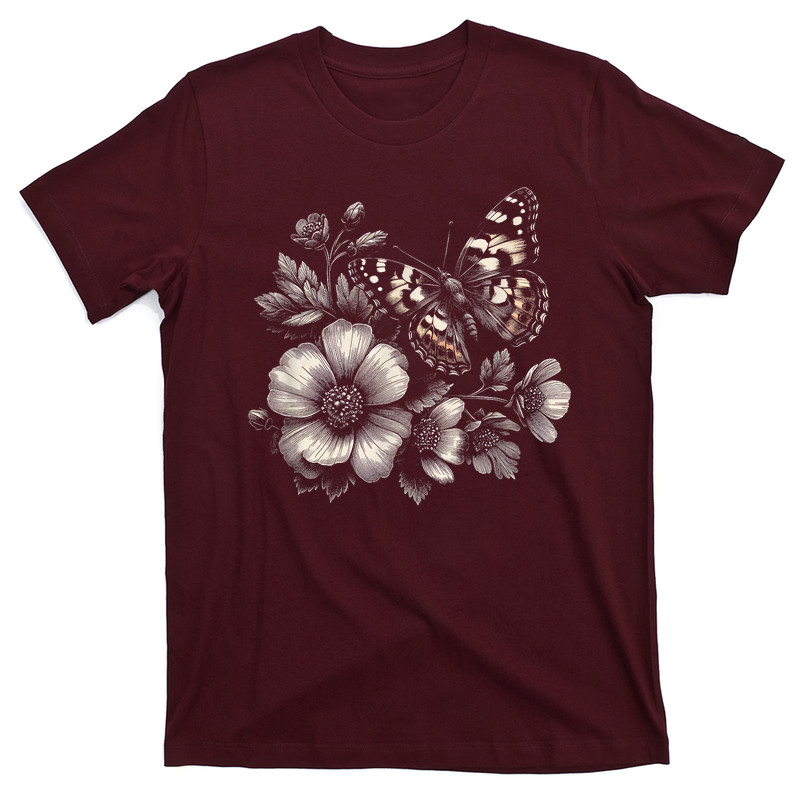 Butterfly With Flowers T-shirt
