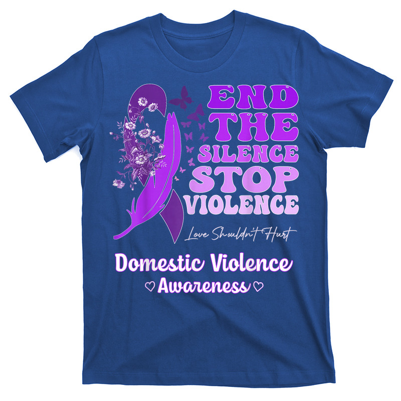 Domestic Violence Awareness Ribbon Butterflies Purple T-shirt