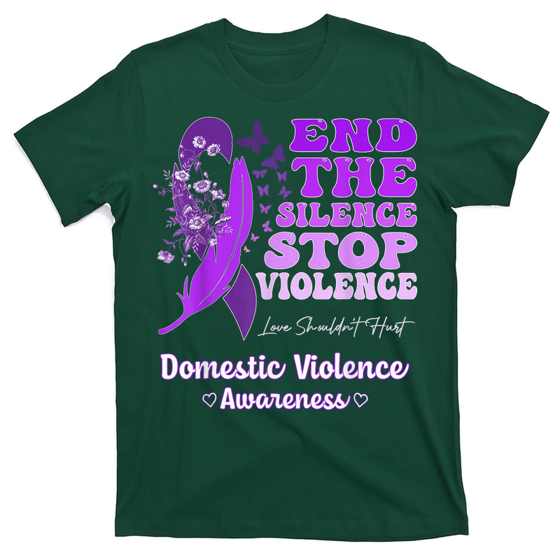Domestic Violence Awareness Ribbon Butterflies Purple T-shirt