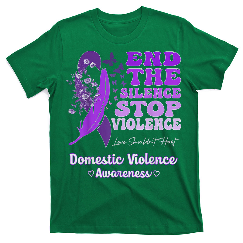 Domestic Violence Awareness Ribbon Butterflies Purple T-shirt