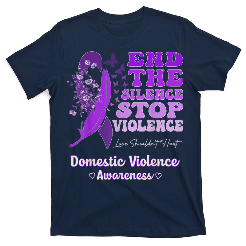Domestic Violence Awareness Ribbon Butterflies Purple T-shirt