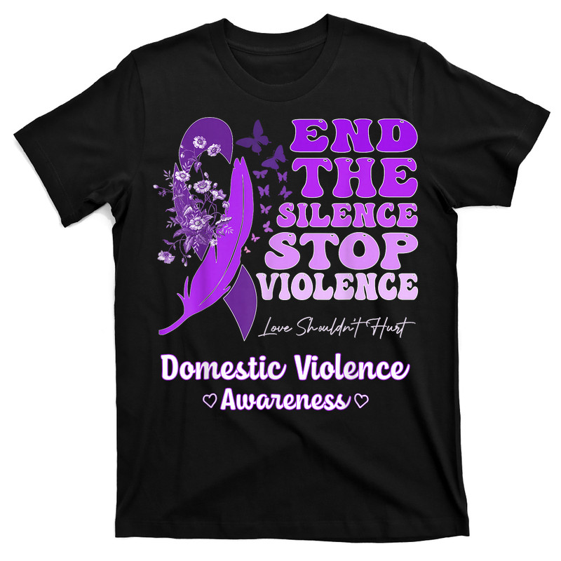 Domestic Violence Awareness Ribbon Butterflies Purple T-shirt