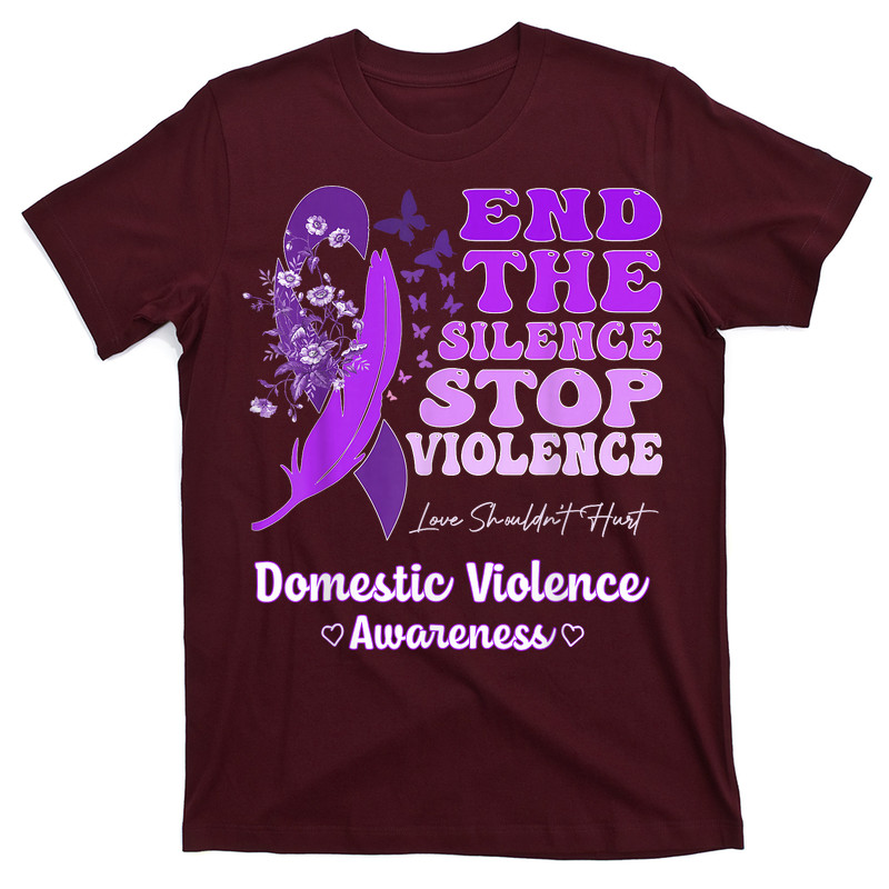 Domestic Violence Awareness Ribbon Butterflies Purple T-shirt