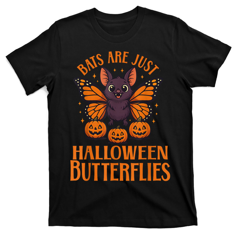 Creepy Cute Bat Halloween Butterfly With Pumpkins T-shirt