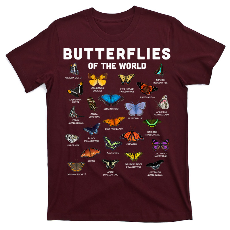 Butterfly Shirt Butterflies Of The World Butterfly Lover T-shirt