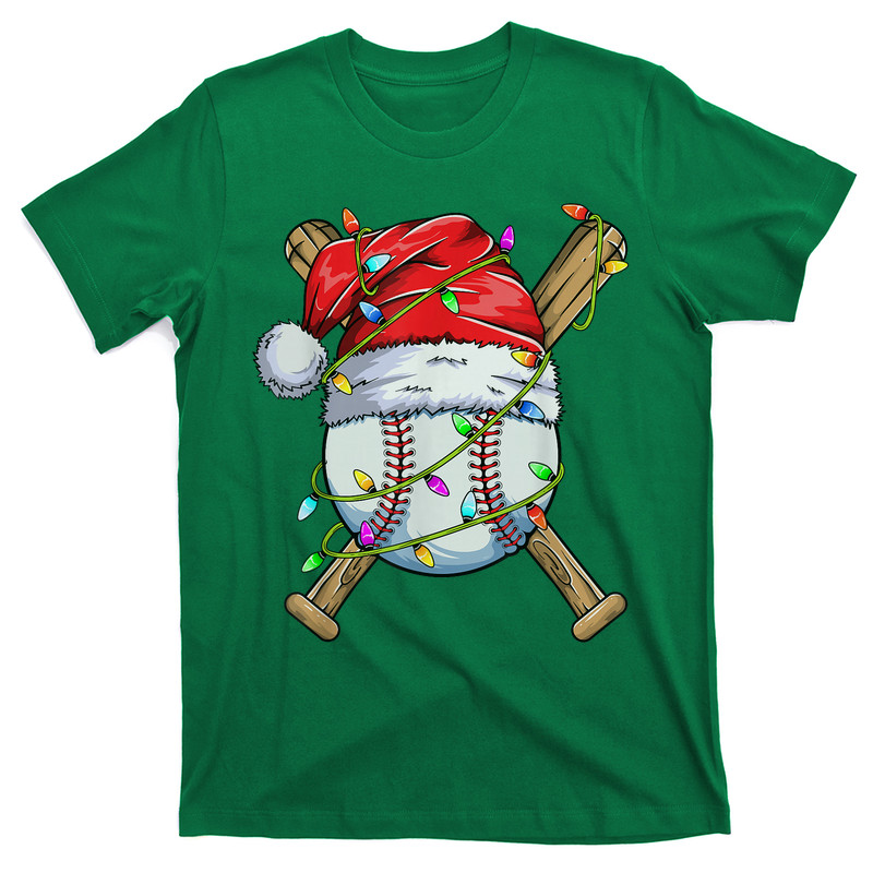 Santa Sports Christmas Baseball Player T-Shirt