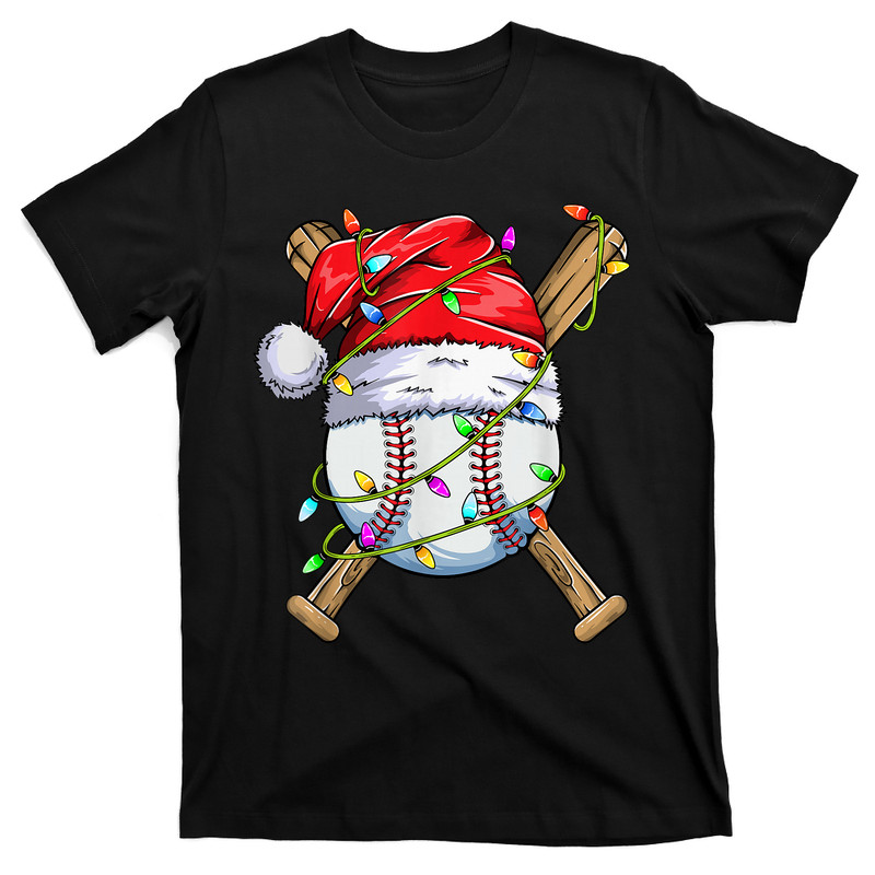 Santa Sports Christmas Baseball Player T-Shirt