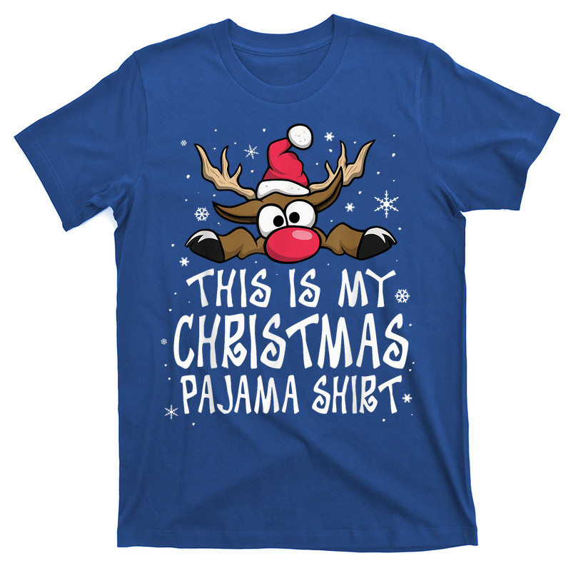 This Is My Christmas Pajama Shirt Funny Christmas Reindeer T-Shirt