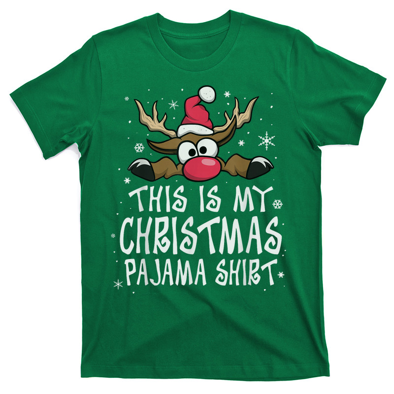 This Is My Christmas Pajama Shirt Funny Christmas Reindeer T-Shirt