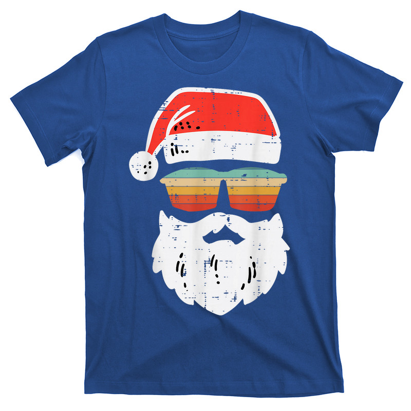 Santa Face Retro Sunglasses Christmas Xmas T-Shirt