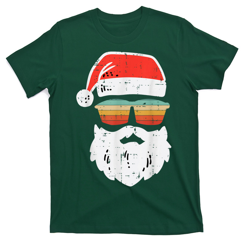 Santa Face Retro Sunglasses Christmas Xmas T-Shirt