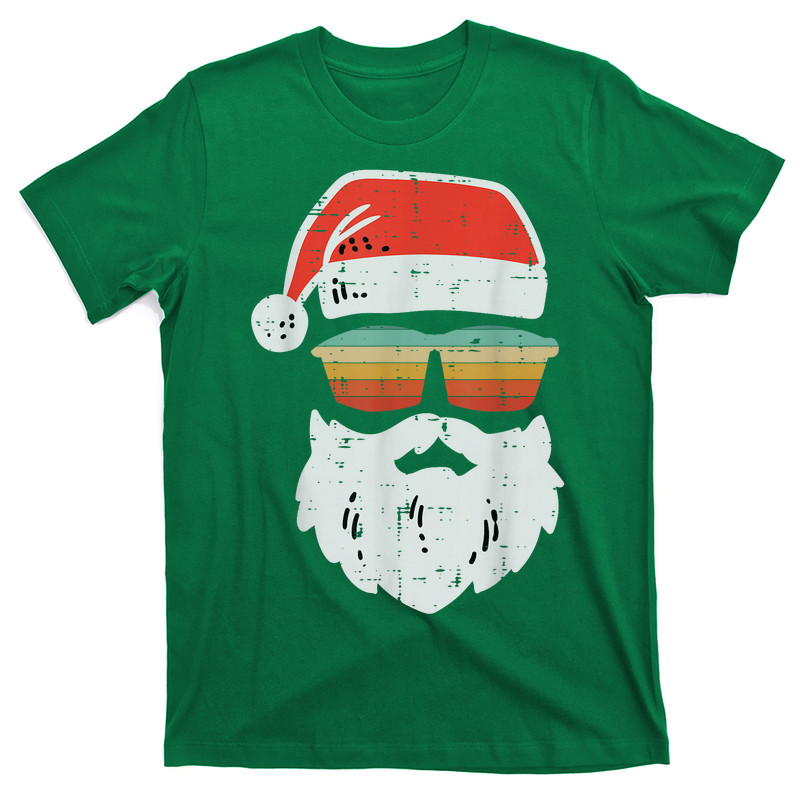 Santa Face Retro Sunglasses Christmas Xmas T-Shirt