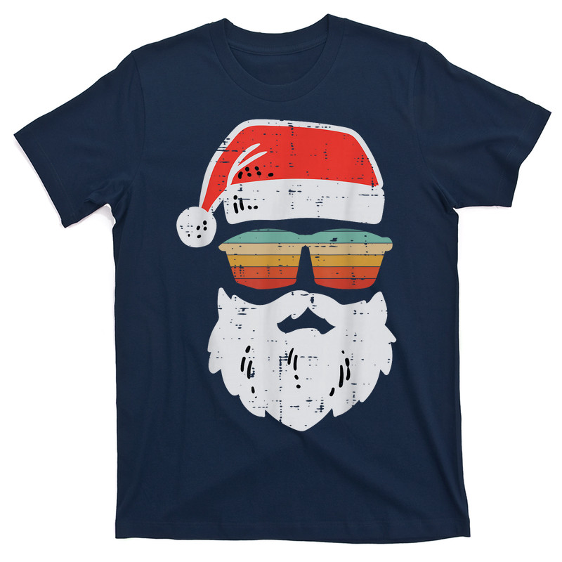 Santa Face Retro Sunglasses Christmas Xmas T-Shirt