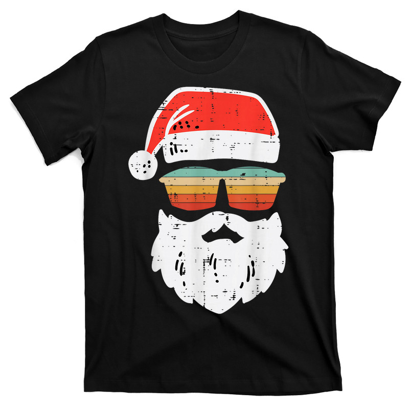 Santa Face Retro Sunglasses Christmas Xmas T-Shirt