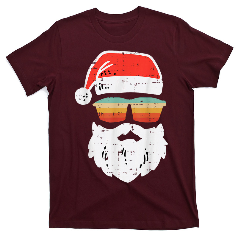 Santa Face Retro Sunglasses Christmas Xmas T-Shirt