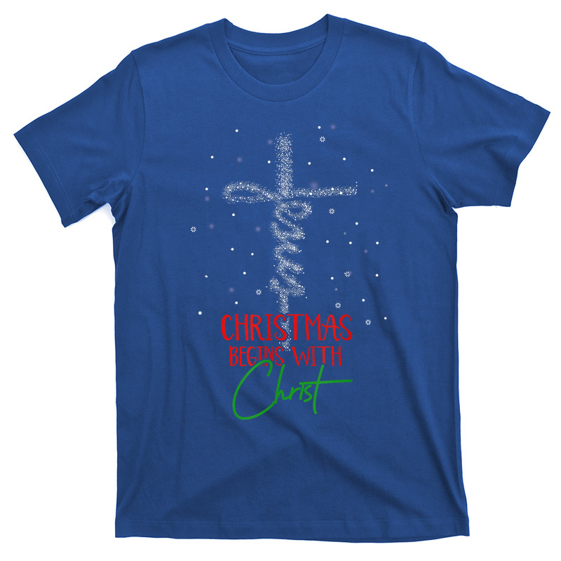 Christmas Begins With Christ Snowman Christian Religious T-Shirt
