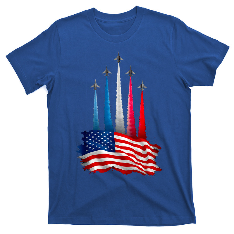 Independence Day American Flag Jet Planes Red White Blue T-shirt