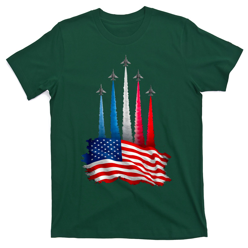 Independence Day American Flag Jet Planes Red White Blue T-shirt