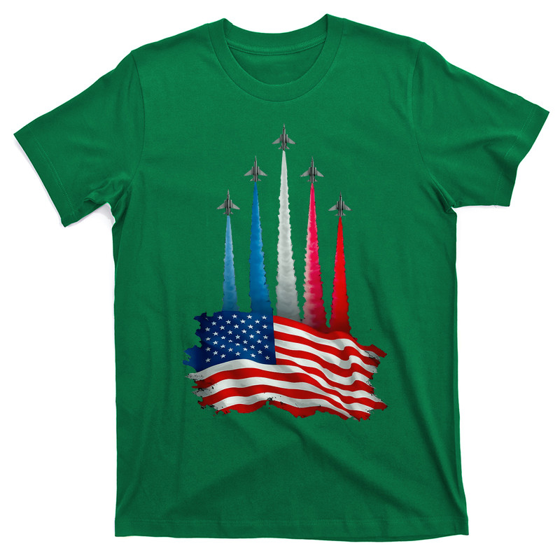 Independence Day American Flag Jet Planes Red White Blue T-shirt