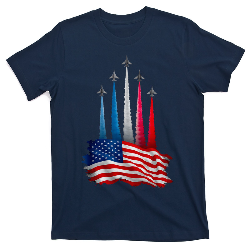 Independence Day American Flag Jet Planes Red White Blue T-shirt