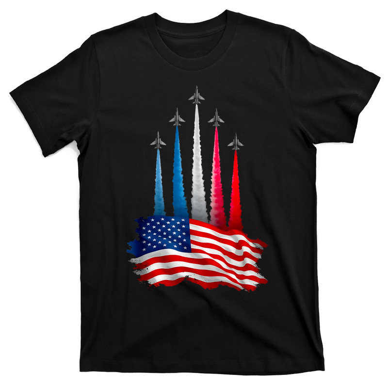 Independence Day American Flag Jet Planes Red White Blue T-shirt