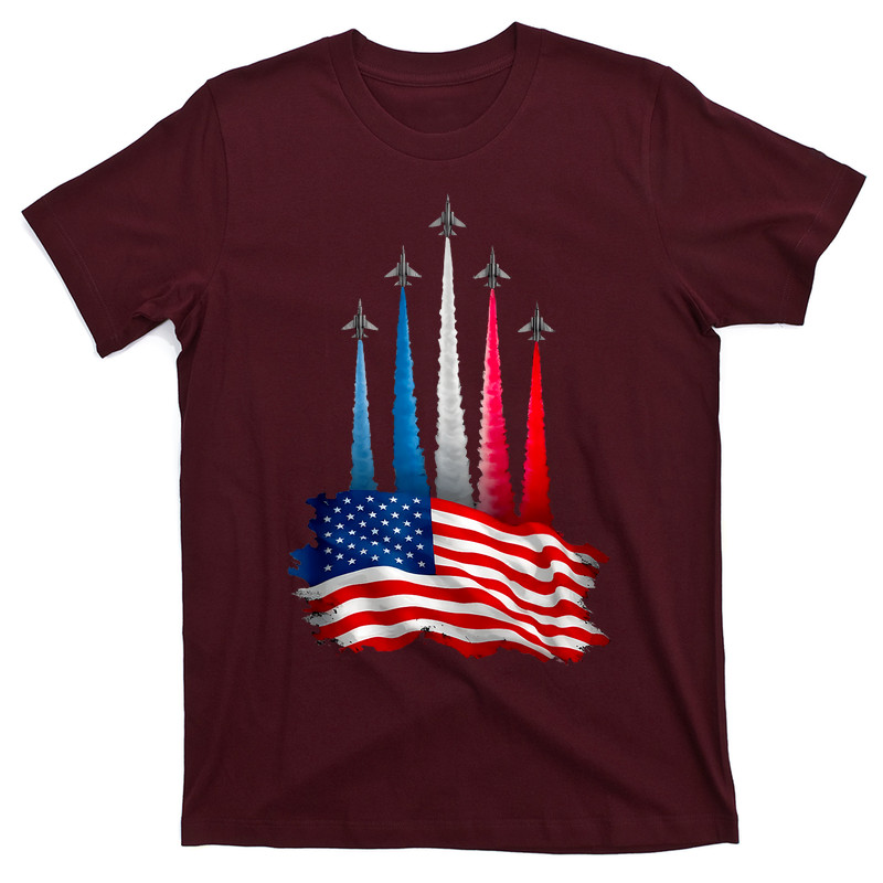 Independence Day American Flag Jet Planes Red White Blue T-shirt