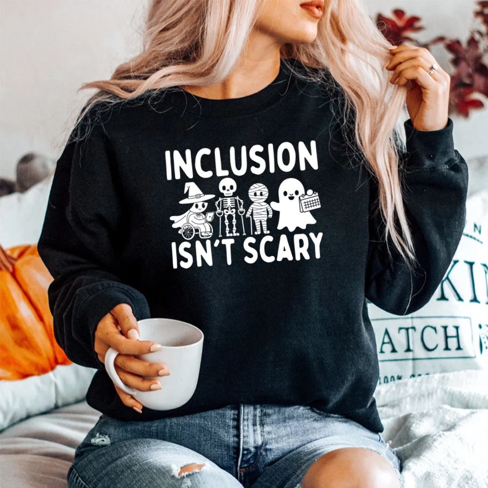 Inclusion Isn't Scary Slp Halloween Sped Teacher Ghost Mummy Shirt