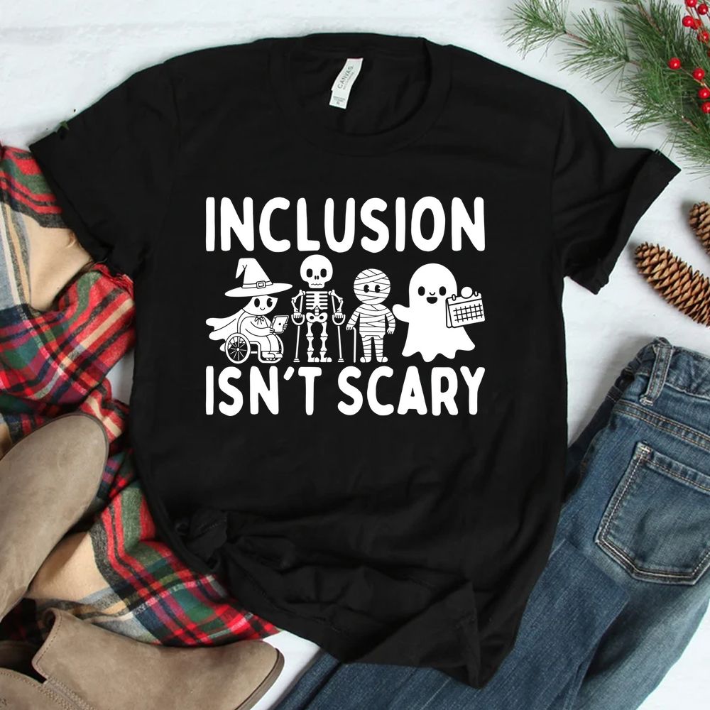 Inclusion Isn't Scary Slp Halloween Sped Teacher Ghost Mummy Shirt