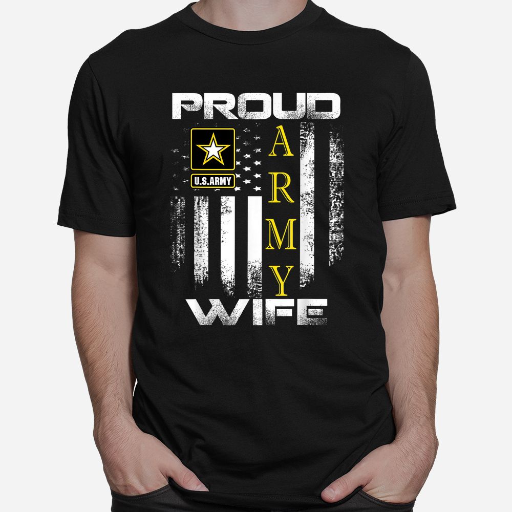 Proud Army Wife With American Flag Shirt