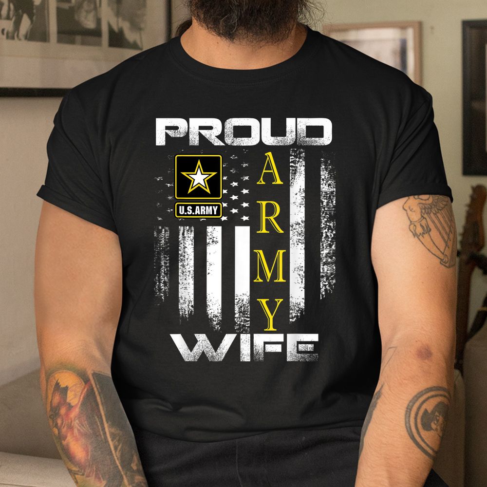 Proud Army Wife With American Flag Shirt