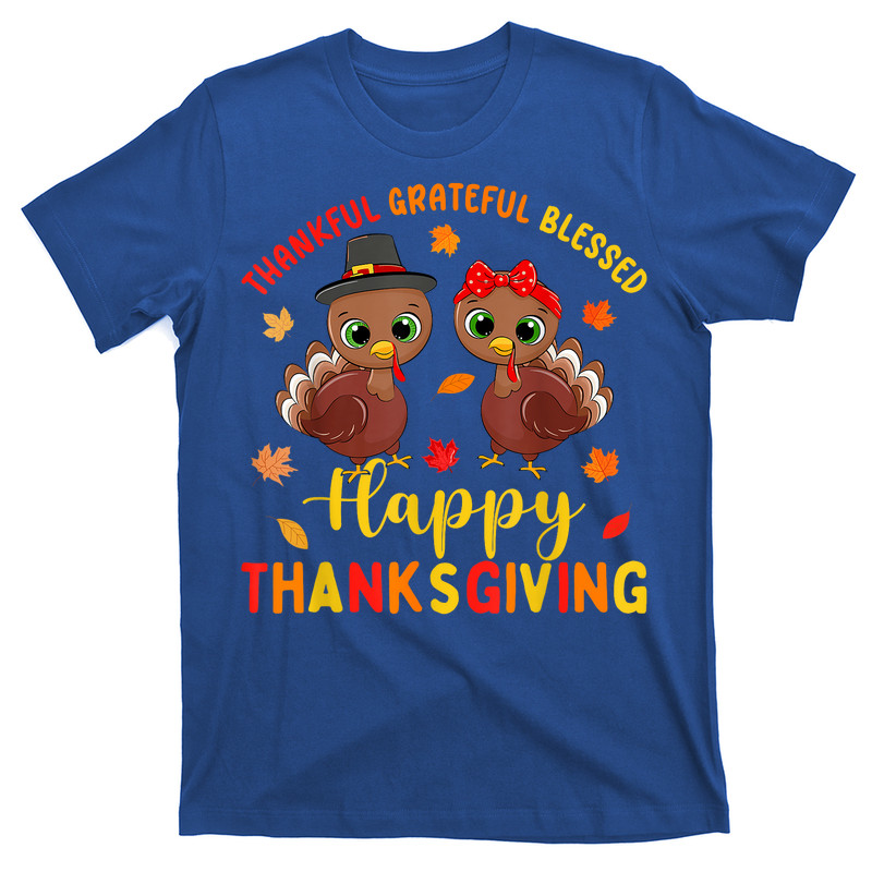 Thankful Grateful Blessed Thanksgiving Turkey T-Shirt