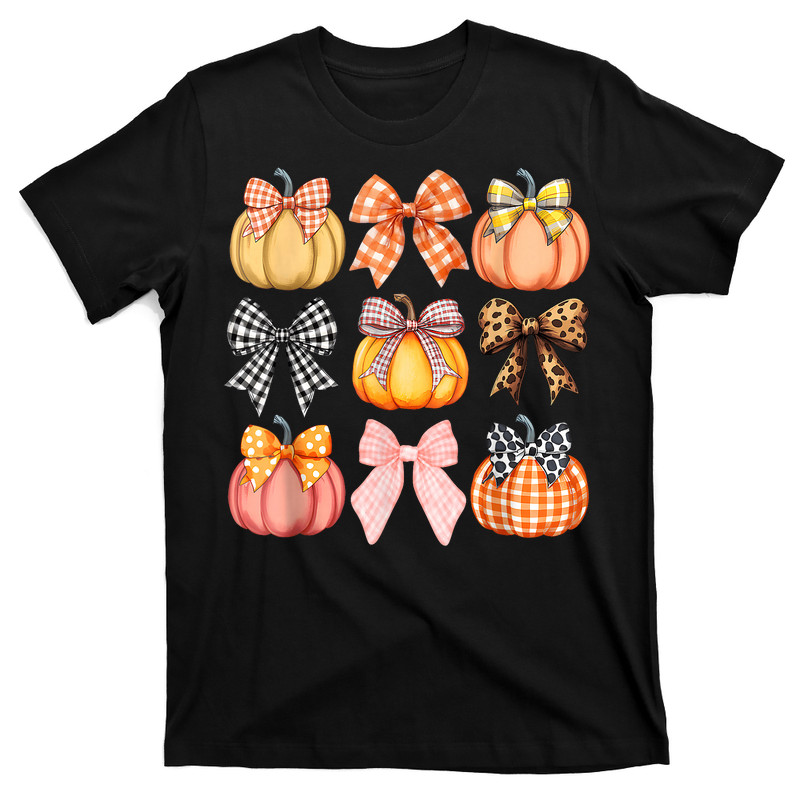 Coquette Bow Pumpkin Fall Spooky T-Shirt