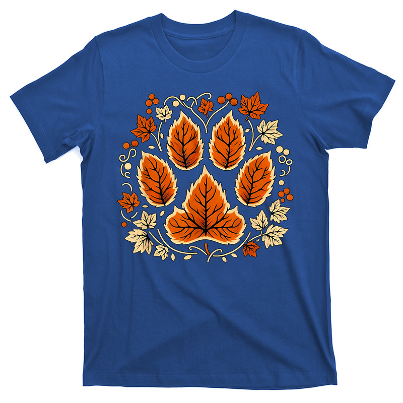 Fall Autumn Leaf Dog Paw T-Shirt