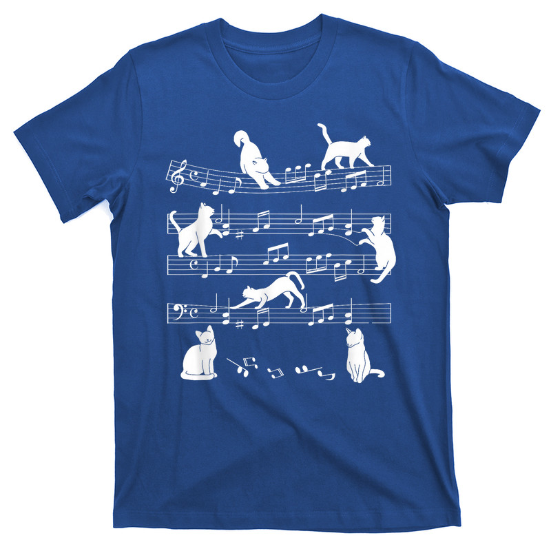 Cute Cat Kitty Playing Music Note Clef Musician Art T-shirt