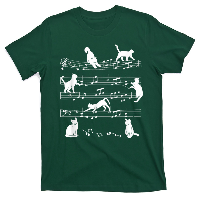 Cute Cat Kitty Playing Music Note Clef Musician Art T-shirt