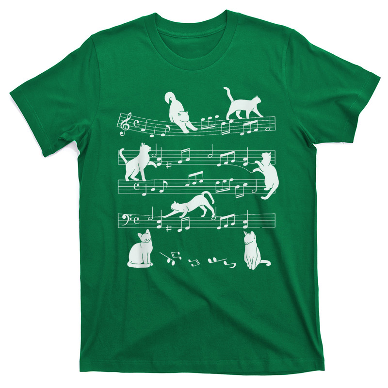 Cute Cat Kitty Playing Music Note Clef Musician Art T-shirt