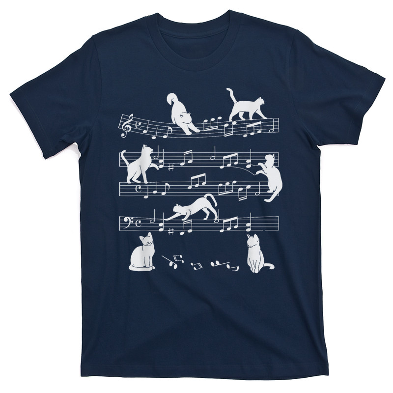 Cute Cat Kitty Playing Music Note Clef Musician Art T-shirt