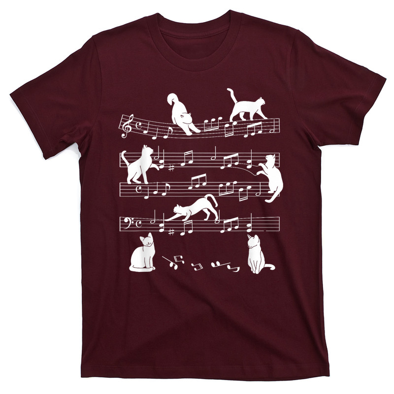Cute Cat Kitty Playing Music Note Clef Musician Art T-shirt