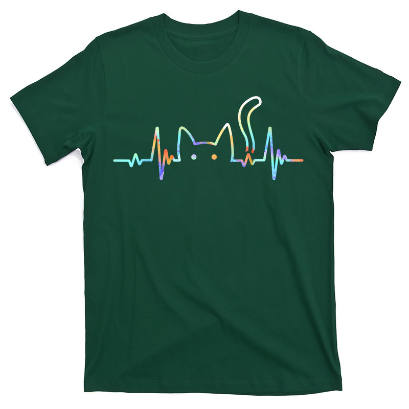 Heartbeat Cat Lover Animal Silhouette Cute Cat T-shirt