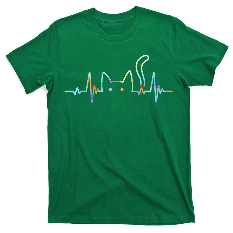 Heartbeat Cat Lover Animal Silhouette Cute Cat T-shirt